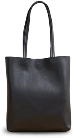 [Decorative] トートバッグ シンプル 無地 A4 縦型 縦長 エコレザー 合皮 男女兼用 ビジネス 通学 買い物 面接 シンプル ボタン 内ポケット有り [デコラティブ]