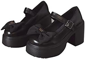 [JIURUN] レディース ロリータ 靴 レディースパンプス 大きいサイズ リボン ゴスロリ 靴 厚底 メイド 靴 リボン フリル パンプス 可愛い おでこ靴 姫系 レースフリル 歩きやすい 疲れにくい 森ガール