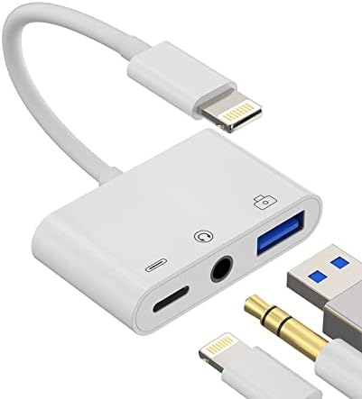 Lightning USB 変換 ケーブル 3.5mm Auxイヤホン ジャック 同時 きゅうそく充電 アダプター (3in1)対応Apple MFI認証USB3.0 OTG 分岐 アクセサリー アップル ライトニング 急速充電器 プラグ USB-A カメラ データ移行 バックアップ アイフォン ヘッドホン コンバーターイヤフォン スプリッター対応iPhone 14 13 12 11 対応iPad