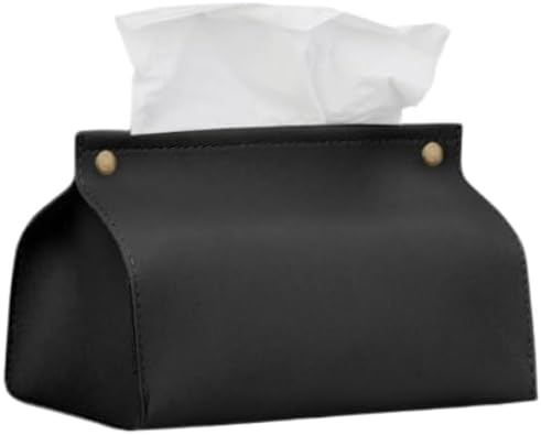 ティッシュケース ティッシュホルダー ティッシュカバー ティッシュ入れ ティッシュ箱 エコレザー 北欧 モダン シンプル 無地 おしゃれ 韓国 インテリア (ブラック)