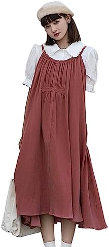 [JIURUN] レディース ワンピース キャミソール ワンピース タンクトップ ノースリーブ プリーツスカート ジャンパースカート ゆったり 柔らか 可愛い カジュアル