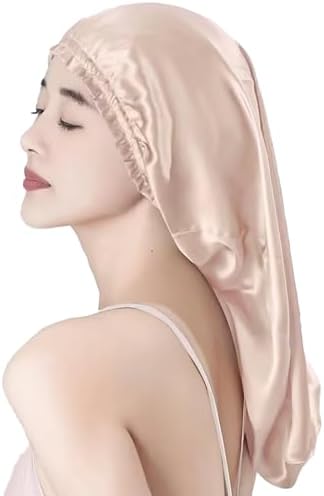 [BryQrvy] シルク ナイトキャップ シルクキャップ ヘアケアキャップ 筒型 ロングヘア用 シルク100% 保湿 通気性 絹 寝るとき帽子 ロングナイトキャップ 美髪 静電気対策 快眠 就寝用 寝具 プレゼント ヘアキャップ