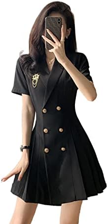 [JIURUN] ワンピース レディース スーツ ワンピース ミニ ジャケット クラブドレス Aライン Vネック ボタン 半袖 着痩せ フォーマル セクシー カシュクール 春秋冬 大きいサイズ 通勤 面接 結婚式