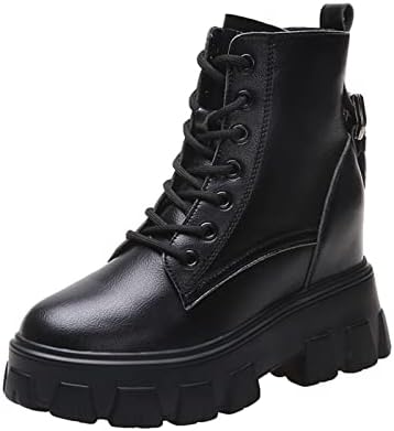 [HarFar]シュートブッツブツハイカット背中が高くなるブーツフルトブローティース黒8 cmインヒルシュ・クレットシュ・ラウンドゥゥー編み上げフェミニン厚底歩きやすな通勤コンフォーオールお出まし