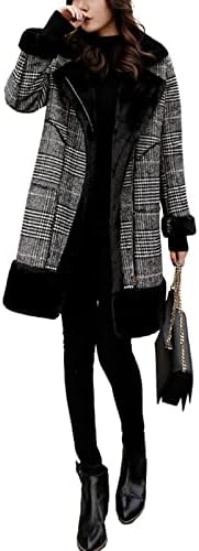 [xppe] 冬定番チェック柄裏ファーコート 裏起毛 蓄熱 M-2XL 裏ファーフード付きコート アウター レディース 暖かい 羽織 レトロな雰囲気のチェック柄が秋冬の気分を高めてくれます