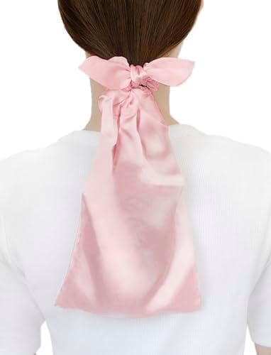 [KahiLi] ナイトキャップ シルク 100% ロングヘア用 シュシュ 毛先ケア かぶらない ピンク 髪の毛 保護 守る 美髪 ポニーキャップ