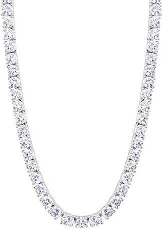 KRKC&CO テニスチェーン テニスネックレス 幅3/4/5mm CZダイヤ 14K金メッキ メンズ レディース チェーンネックレス ジルコニア ヒップホップ ジュエリー ブリンブリン B系 ストリート系 アクセサリー