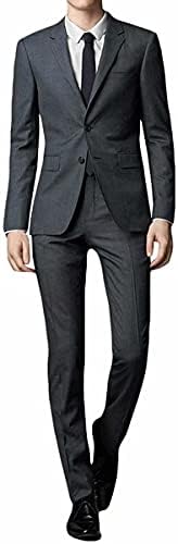 Ween Charm Men's Business Suit, Top & Bottom Set, Slim, Comfortable, For Weddings, Jobs, & Parties, All-Season Simple Design, Plain