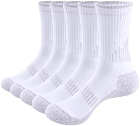 [YUEDGE]靴下 メンズ スポーツ 作業 登山 靴下 高級綿 通気性 吸汗 ランニングソックス アウトドア用 抗菌防臭 クルー 靴下 メンズ ソックス 23-25cm/25-27cm/27-29cm, 5足組