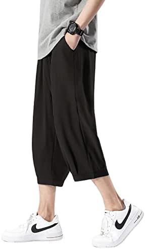 パンツ メンズ 七分丈 夏 接触冷感 クロップドパンツ ハーレムパンツ ズボン ワイドパンツ ゆったり 涼しい感 アイスシルク ハーフパンツ ショートパンツ 大きい サイズ 短パン リラックスパンツ エアパンツ