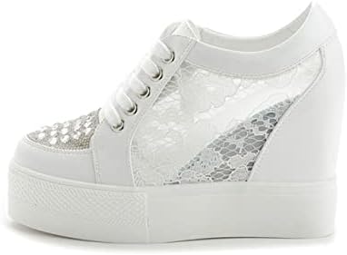 厚底 スニーカー 疲れない ハイカット 厚底スニーカー レディース ヒール 11cm ハイカットスニーカー ヒールスニーカー 厚底靴 かわいい 白 ホワイト 幅広 甲高 ビジュー 歩きやすい 編み上げ 靴 旅行 おしゃれ 「KZSXX」