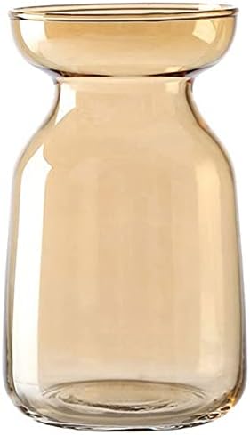 オーロラガラス 花瓶 フラワーベース おしゃれ 北欧 小さい 透明 かわいい インテリア シンプル モダン 韓国風雑貨 ドライフラワー 生け花 高さ15cm (レトロブラウン)