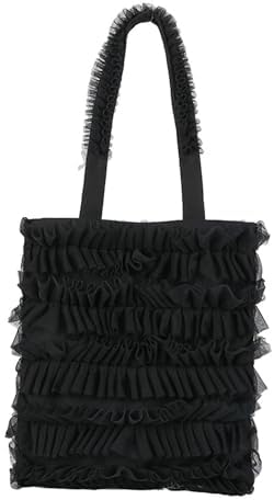 [LZHRD] トートバッグ レディース 大容量 a4 軽量 レース チュール フリル ショルダーバッグ ハンドバッグ スナップ バッグ 大きめ リゾート ティアード ギャザー 可愛い おしゃれ