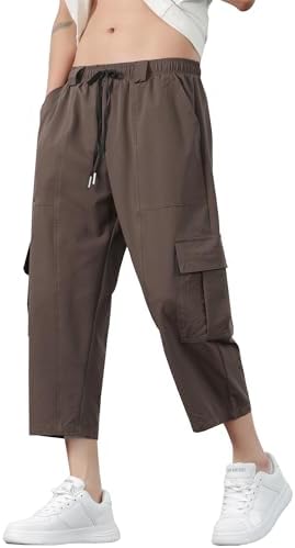 [Fasshonrida] カーゴパンツ メンズ 7分丈 半ズボン カジュアル ボトムス パンツ ドライ 速乾 サルエルパンツ ストレッチ シアサッカー 七部丈 ショートパンツ おしゃれ ひざ下 ハーフパンツ 軽量 涼しい イージー クロップドパンツ 春 夏