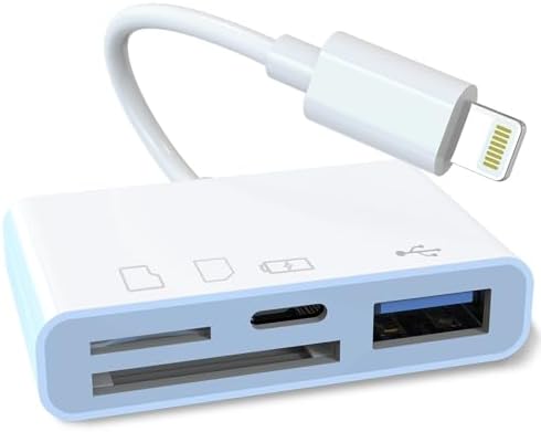 2023 MFi正規認証品iPhone SDカードリーダー 4in1マルチ機能 カードリーダー lightning用 USB SD/TF変換アダプタ USB3.0高速データ伝送 スマート双方向 同時充電 写真/ビデオ高速転送 設定不要 USBカードリーダー メモリカードリーダー OTG変換ケーブル