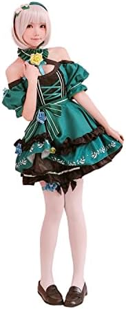 [JIURUN] コスプレ ロリータ 衣装 コスプレ衣装 コスプレ レディース コスチューム コスプレ ハロウィン イベント リボン メイド服 かわいい 萌え コスプレ アニメ クリスマス 仮装 演奏会 学園祭 新年会 漫遊展 撮影用 二次会 (ワンサイズ, グリーン)