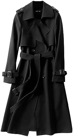 [Guooryvner] グオーリーブナー トレンチコート レディース ロングコート アウター 薄手 コート ロング 春 秋 冬 スプリングコート 就活 無地 べルト付き クラシック オフィス おしゃれ シンプル 上品 ゆったり きれいめ 通勤 大人 着痩せ