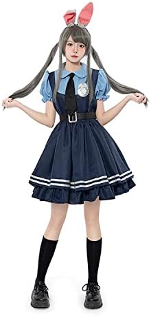 [JIURUN] ワンピース ロリータ ハロウィン クレイジーアニマルタ ウサギ警官 コスプレ衣装 半袖 ゴスロリ コスプレ アニメ 森ガール ロリータ ネクタイ 女装 服 cosplay lolita ワンピース ジャンパースカート かわいい クリスマス