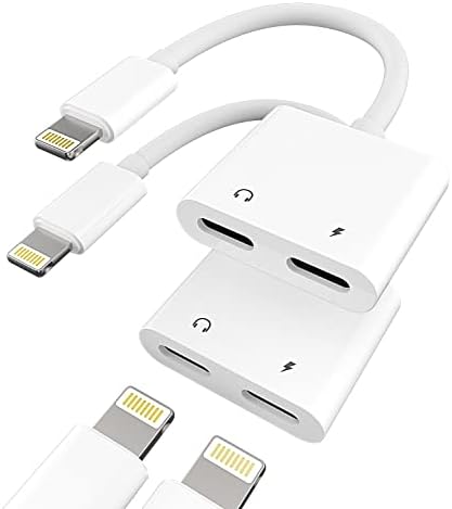 Lightningイヤホン変換アイフォン（2パック）ライトニングジャック ヘッドホン同時きゅうそく充電アダプターケーブル2 In 1アップルMfi認証いやほんイヤフォンプラグ急速充電器繋ぐ二股スプリッターコードあいふぉんAUX分岐じゃっくあだぷたーけーぶるAppleアクセサリー 対応iphone 14 13 promax 12 11 Xsmax プラス Ipad