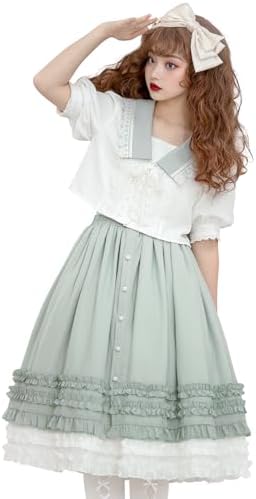 [JIURUN] レディース ワンピース ロリータ ゴスロリ コスプレ セーラー服 森ガール 原宿系 かわいい 田園風 ブラウス ロング丈 Aライン フリル エレガント 中国風 漢 クリスマス ハロウィン