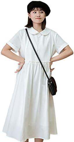 [JIURUN] ワンピース レディース ポロワンピース 半袖 ゆったり Aライン ロングワンピース 体型カバー 着痩せ 襟付き ポロネック シャツワンピース ゴルフウェア