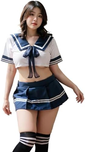 [アヘガオ] セーラー服 コスプレ セクシー 大きいサイズ jk エロい服 女装 可愛い 仮装 変装 制服 へそ出し トップス ミニスカート 女性 コスチューム