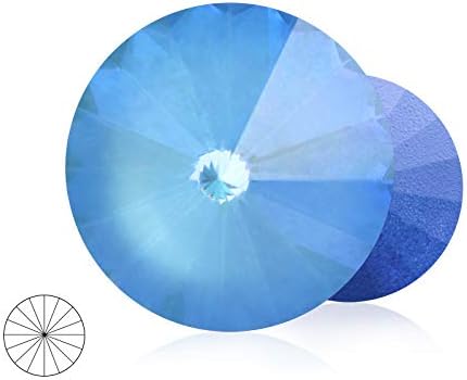 ガラス製ラインストーン 手芸用ビジュー パーツ 円形 12mm ビジュー 50個 (ライトブルー)