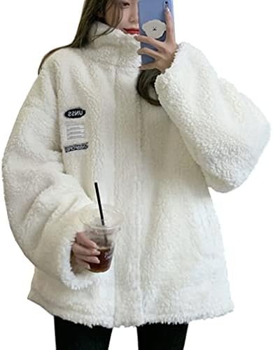 [D.IIZOO] 韓国風 ボアジャケット レディース 冬服 ボアジャンパー ボアブルゾン ショート丈コート アウター 防寒 カジュアル 冬 ゆったり可愛い もこもこ 大きいサイズ YGM01