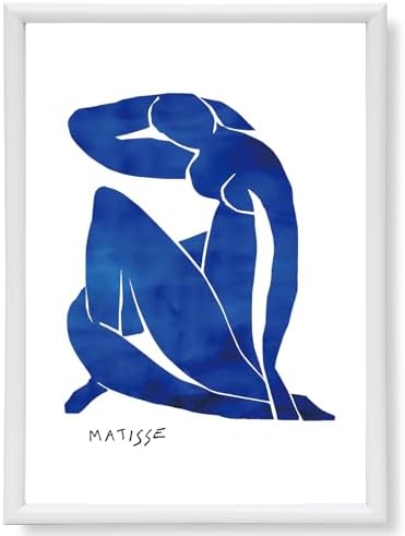アンリ マティス ポスター アートポスター ブルーヌード ドローイング A4 フレーム付 SQIP (スキップ) 青色 シンプル 絵画 絵 北欧 おしゃれ インテリア 019 (A4（フレームセット）)