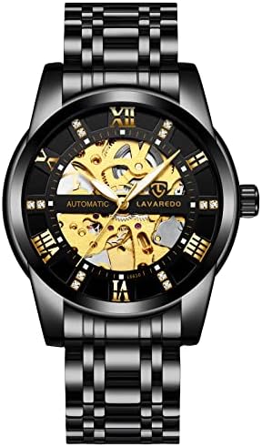 腕時計, メンズ腕時計 機械式 スケルトン ブラックス テンレススチール 高級 防水 自動 自動巻き ルミナス ダイヤモンド ローマ数字 ダイヤル 時計