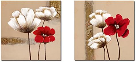 Wieco Art - 紅花 現代 高精細ジークレープリント画 寝室装飾用絵画 フレーム無し絵画 リビングの装飾用絵画 壁掛け絵画 壁用絵画 玄関装飾用絵画 モダンでシンプルな装飾用絵画 工芸画 インテリア装飾壁用絵画（木枠付きの完成品）- FRB2