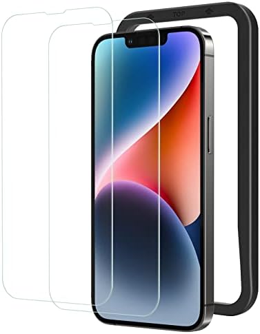 NIMASO ガラスフィルム iPhone 14 用/iPhone 13 Pro 用/iPhone 13 用 保護 フィルム 強化ガラス 耐衝撃 ガイド枠付き 2枚セット アイフォン14/13プロ/13 対応 6.1インチ用 NSP22H533