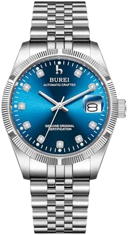 [BUREI]メンズ腕時計自動巻き 防水 アナログ 日付 機械式時計人気 男性 ブランド おしゃれ うで時計 シンプル カジュアル ディープブルーウォッチ