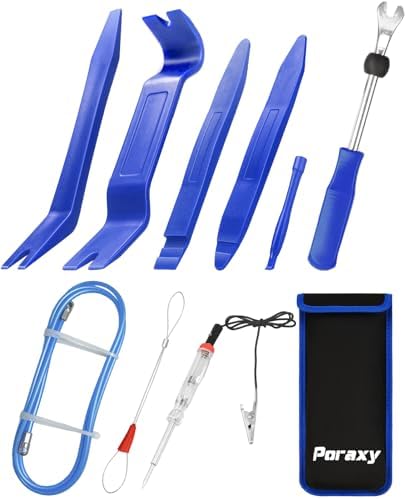 内装剥がし PORAXY ニューバージョン配線通し 内張り剥がし 自動車整備工具 パネル剥がし 脱着工具 改良版配線ガイド クリップクランプツール 配線通し 検電テスター 車内装・エアコン・照明器具などのパネル外しツール 自動車メンテナンス用品 8点セット 日本語マニュアル付き