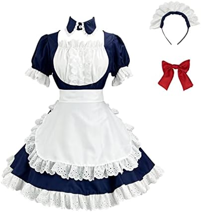[FULINE] メイド服 メイドコスプレ コンカフェ メイド エプロン ショート丈 メイドコスチューム 仮装 レディース メンズ セット こすぷれ イベント パーティー 大人 女装 ハロウィン