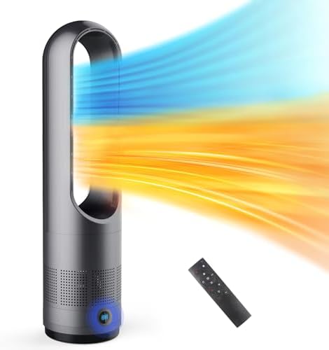 FUXNGZI タワーファン 扇風機 羽根なし冷暖兼用・28W節電対策羽根なし扇風機 スリムタワー サーキュレーター 冷/暖房器具 冷暖兼用省エネ リビング扇風機 8段階冷風 パワフル送風 3段階暖風 9Hタイマー機能 100°自動首振り セラミックファンヒーター 静音 扇風機リビング たて型スリムファン リモコン付 キッチン 脱衣所 洗面所 オフィスなど適用 日本語取扱説明書 PSE認証済