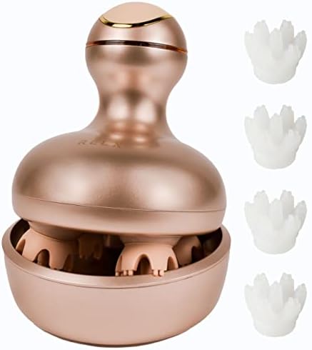 (熟練ヘッドスパニスト監修) RELX ヘッドスパ 電動頭皮ブラシ (国内メーカー) ギフト IPX7防水 スカルプケア 3D振動 リラクゼーション器 美容家電 コードレス プレゼント (ローズゴールド)