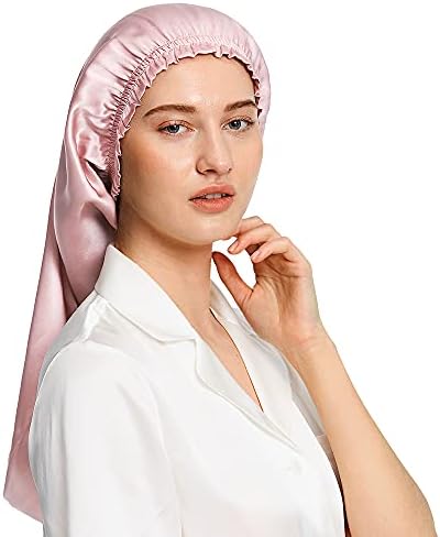 [LilySilk] 19匁天然シルク100% ナイトキャップ 安眠 枝毛防止 保湿美髪 ロングヘア用 お休みキャップ 就寝用 産後用