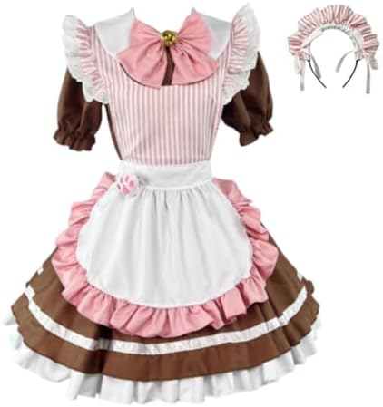 [AOTYP] メイド服 メイドコスプレ コンカフェ メイド ショート丈 猫爪 ネコ娘 可愛い メイド メイドコスチューム ハロウィン仮装 レディース メンズ 妹系メイド 大きいリボン セット 一式 こすぷれ イベント パーティー 大人 女装 ハロウィン 学園祭 撮影
