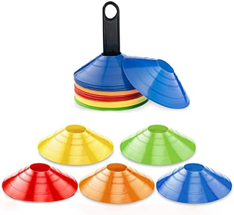 idoorfree マーカーコーン トレーニングコーン カラーコーン ディスクコーン 5色10枚/25枚/30枚/60枚 フットサル用品 ドリブルマーカー 野球 テニス サッカー 練習コーン 収納袋・専用スタンド付き