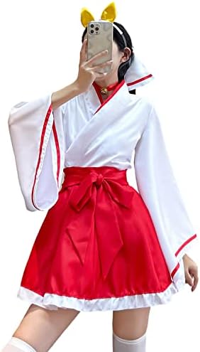 [JIURUN] 巫女さん コスプレ 赤白 衣装 凜々蝶 コスプレ レディース コスチューム 和服 着物 コスプレ ハロウィン イベント クリスマス 学園祭 文化祭