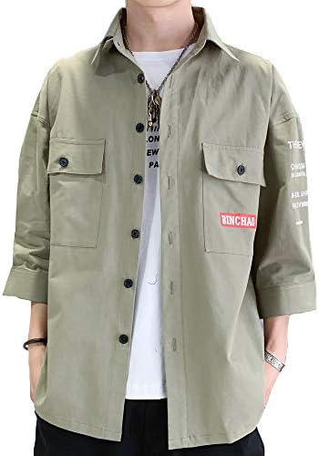 [Amyni] 夏服 シャツ メンズ 七分袖 長袖 吸汗速乾 通気性 汗染み防止 快適な 軽い 柔らかい かっこいい ワイシャツ カジュアル シンプル オシャレ 春夏秋冬服 対応