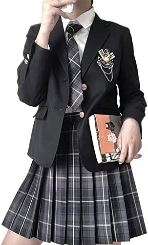 [JIURUN] 制服 セット レギュラーブレザー 衣装 軍服 森ガール ロリータ プリーツ スカート ブラウス 女装 服 ゴシック ドレス 女装 服 クリスマス ハロウィン 大きいサイズ かわいい (M, aセット)