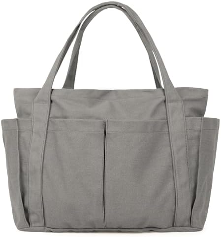 [imeetu] トートバッグ キャンバス 肩掛けバッグ レディース メンズ A4対応 通勤 通学 帆布 大容量 多機能 無地 （Ⅿサイズ）