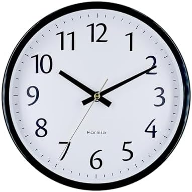Formia(フォルミア) 壁掛け時計 見やすい シンプル 静音 連続秒針 アナログ 子供 保土ヶ谷電子販売 ブラック HWC-012W-BK