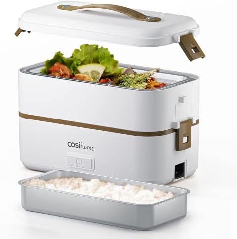 Cosi home 弁当箱炊飯器 最短20分高速炊き 炊飯器 一人暮らし お米おかずを調理 ライスクッカー 空炊き防止機能付き 2段式 ホワイト