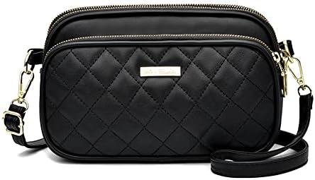 [UMIYI] ショルダーバッグ レディース 斜めがけ ミニバッグ 大人 おしゃれ シンプル キルティングバッグ 3ポケット フェイクレザー コンパクト 旅行 仕分け 整理 肩掛け 小さめ 大容量 マザーズバッグ カジュアル くすみカラー