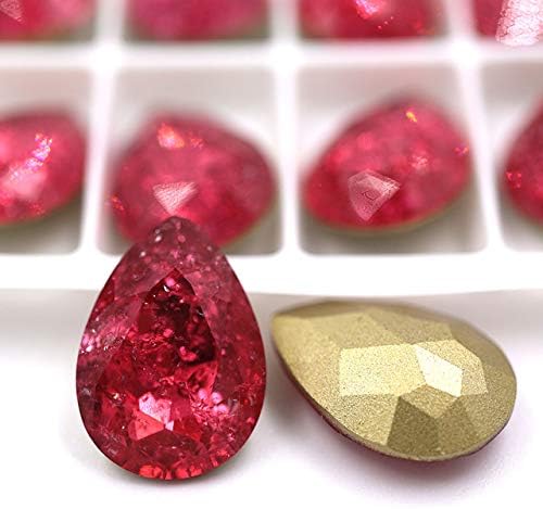 K9 ガラス製 ラインストーン 手芸用ビジュー パーツ 13X18mm しずく 48個 (ローズ)