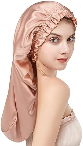 [OLESILK] ナイトキャップ ロングヘア用 筒型 ヘアキャップ 二重生地 ヘアキャップ 保湿美髪 就寝用 レディース プレゼント