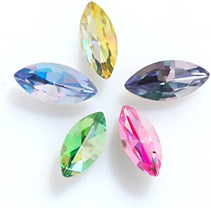 K9 ガラス製 ラインストーン 手芸用ビジュー パーツ MS DIY手作り ジュエリー用 ハンドメイド (ローズ, 7*15mm 42個)